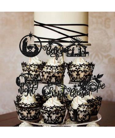Rsstarxi 24 Pack Christmas Jesus Cupcake Toppers Glitter Holy Night Blessed Hope Believe Jesus Birthday Cupcake Picks for Nativity Scene Religion Christmas Party Cake Decorations Black Design 3 Black - Buy Online on GoSupps.com