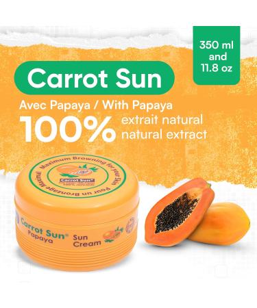 Carrot Sun Tanning Accelerator 350ml Papaya Tanning Gel Natural Extract Sun Cream Dark Tanning Lotion for All Skin Types Tan Lotion with Papaya Oil for Even Beautiful Skin Coloring SPF0 - Buy Online on GoSupps.com
