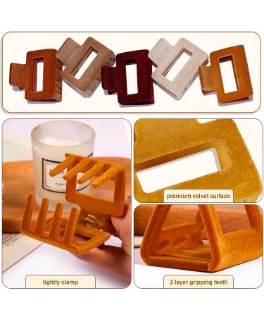 8PCS Velvet Hair Claw Clips for Women - Medium Square & Rectangle Jaw Clips for Strong Hold - No-Slip Hair Clamps for Thick Thin Hair - Buy Online on GoSupps.com