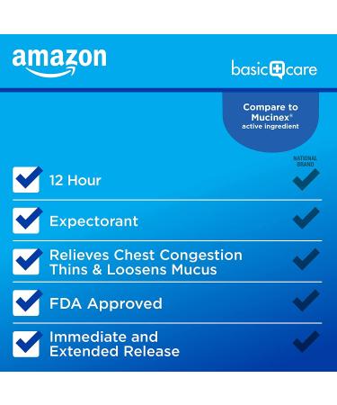 Amazon Basic Care Guaifenesin 600mg Extended-Release Tablets - 20 Count - Buy Online on GoSupps.com