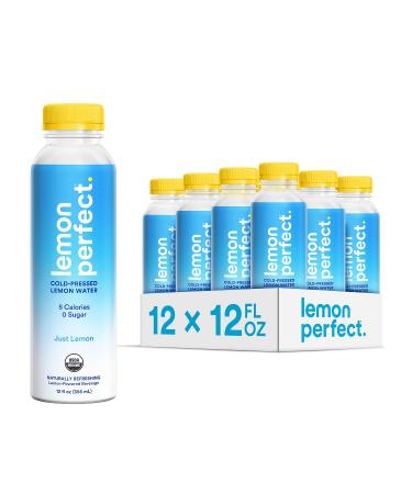 Lemon Perfect, Organic Cold-Pressed Lemon Water, Squeezed from Real Fruit, Flavored Water, Sugar-Free, Keto Certified, No Artificial Ingredients, Just Lemon (12-Pack)