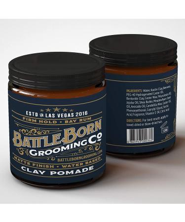 Battle Born Grooming Co Clay Pomade (Bay Rum 4 oz) - Firm Hold & Matte Finish - Buy Online on GoSupps.com