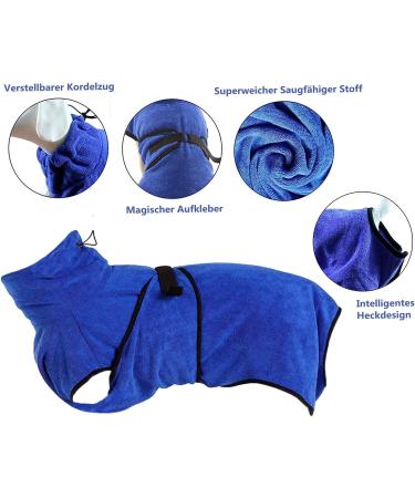 OWBB Extra Suction Dog Bath Towel & Bathrobe | Fast-Drying Cat Towel with Adjustable Straps | XS Blue Pet Coat - Ideal for Cats & Dogs - Buy Online on GoSupps.com