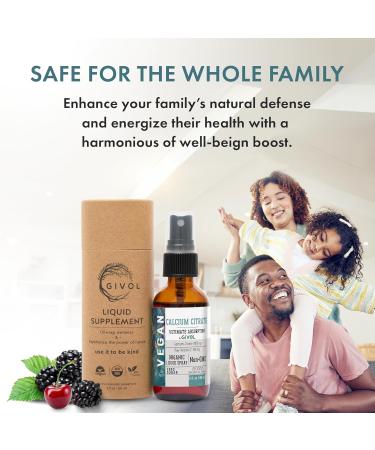 GIVOL Liquid Calcium Citrate 1000mg & Raw Vitamin C 150mg Liquid Spray Mist for Optimal Absorption Wild Cherry & BlackBerry Flavor Calcium Supplement Non-GMO Gluten Free Sugar-Free 2oz (60ml) - Buy Online on GoSupps.com