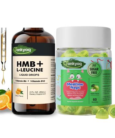 Q'ankyaq HMB L-Leucine Liquid Drops and Appetite Booster Gummies for Kids