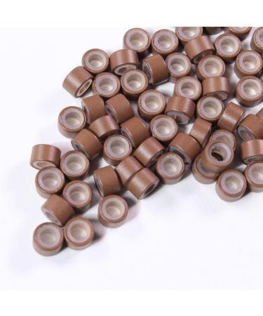 Hair2heart microring with silicone for real hair extensions hair extensions - gentle fastening in #6 light brown for 1g microring extensions loops I -tips tresse (100 pieces) 1g strands #6 light brown