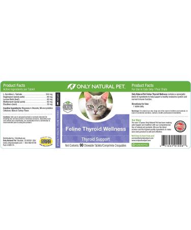 Only Natural Pet Thyroid Support Supplement for Cats - 90 Turkey Flavored Tablets - Buy Online on GoSupps.com