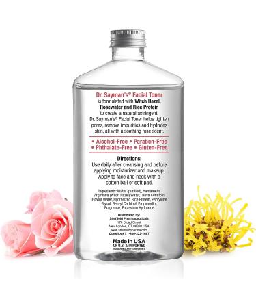 Dr. Saymans Alcohol-Free Facial Toner with Witch Hazel, Rosewater & Rice Protein - 9 oz - Buy Online on GoSupps.com