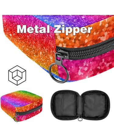 Glitter Rainbow Menstruation Pad Bag with Zipper | Women's Tampon & Napkin Collection Bag | Color 13 - Buy Online on GoSupps.com