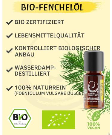 Organic Fennel Essential Oil 10ml - Wild Growth Fennel Seed Oil from Bulgaria | Premium Foeniculum Vulgare Oil - Buy Online on GoSupps.com
