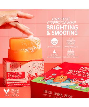 Koji White Facial Skin Care Set - Dark Spot Corrector Soap & Brightening Serum with Kojic Acid Niacinamide & Vitamin C - Vegan Moisturizer - Buy Online on GoSupps.com