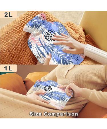 NAANLE Watercolor Palm Leaf Hot Water Bottle - 1L Transparent for Bed Hand & Feet Warmth Pain Relief & Heat Therapy - Buy Online on GoSupps.com