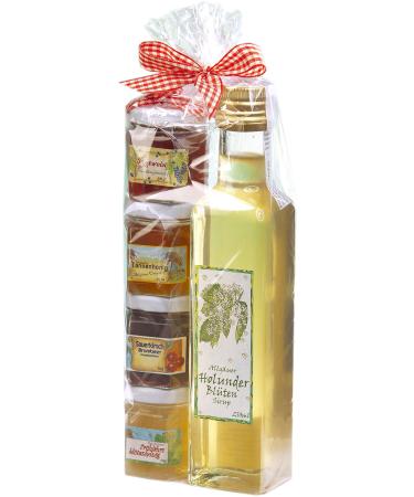 Gift set from the Allg u |250ml finest handmade elderflower syrup |Fruit spread honey gift set |Handmade fruit spreads |German honey (250ml+4x50g)