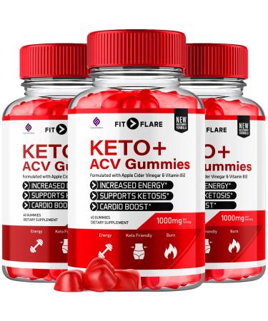 (3 Pack) Fit Flare Keto ACV Gummies Advanced Formula Fit Flare Keto+ ACV Gummies Apple Cider Vinegar 1000MG Vitamin Supplement Fit Flare Keto+ACV Gummies Folate Vitamin B12 Beet Root (180 Gummies)