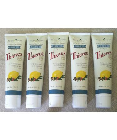 Young Living Thieves Dentarome Ultra Toothpaste 4oz (5 Pack) | Dental Care | Oral Hygiene | Travel Size Essentials | Gentle Minty-Fresh Breath | Healthy Gums & Teeth | Zinc Citrate & Water Infused