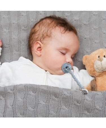 PAPACHOO Pacifier Clip 2 Pack - BPA Free Silicone Beads - Teething Relief for Baby Boys and Girls - Soothie Binky Clips in Dusty Blue and Light Pink - Buy Online on GoSupps.com