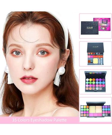 35 Color Eyeshadow Palette - Matte & Shimmer Lip Gloss Blush & Brushes - International Shipping Available - Buy Online on GoSupps.com