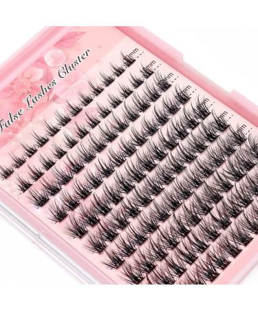 Bodermincer 10-12-14-16mm Mix/14-16-18mm Mix D Curl DIY Clusters Eyelash Extension Dovetail Segmented Lashes 120 Volume Natural Segmented Eyelashes Bundles at Home (10-12-14-16mm Mix)