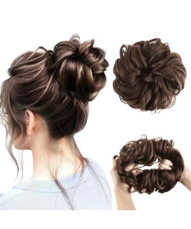 Vlasy Messy Bun Hair Piece for Women Curly Wavy Hair Scrunchies Bun Extensions Hairpieces Synthetic Hair Chignons Accessories Updo for Girls(8# 60g) 60g 8#