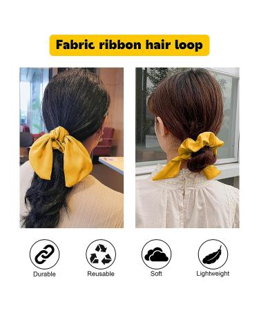 2Pcs Yellow Silk Hair Ties Set | Butterfly Bow Scrunchies for Women & Girls - Ideal for Parties & Everyday Wear - Buy Online on GoSupps.com