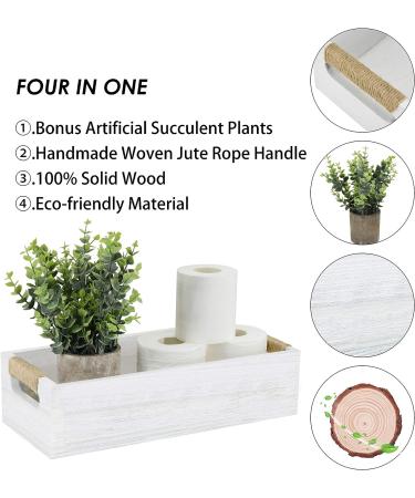 Rustic Farmhouse Toilet Paper Holder with Artificial Flower - Bathroom Decor Box for Home Organization and Storage - Buy Online on GoSupps.com