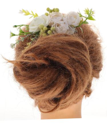 Angoily Rose Hair Comb Bridal Accessories Wedding Headpiece Prom Hair Clips Hair Accessory for Women Flower Headpiece Tiara Hair Combs for Wedding Silk Cloth Hairpin Bride Pink - Buy Online on GoSupps.com