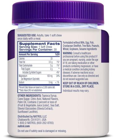Natrol Magnesium Glycinate Supplements 100mg Cherry Lemon Soft Chews for Healthy Sleep and Body Magnesium Glycinate 100mg Up to a 30 Day Supply Cherry 30 Count (Pack of 1) - Buy Online on GoSupps.com