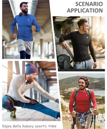 Runhit Men's Compression Long Sleeve Workout Shirts 3 Pack - Black/Red/Gray - Size Large - Buy Online on GoSupps.com