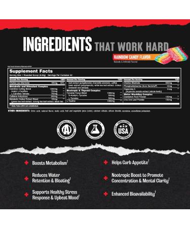 Animal Cuts Thermogenic Fat Burner Powder - Weight Loss for Women and Men for Metabolism Energy Focus and Nootropic Brain Support with Ketones Appetite Suppressant - New Rainbow Candy Flavor Rainbow Candy 42 Servings - Buy Online on GoSupps.com