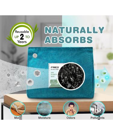FriEQ 12-Pack Bamboo Charcoal Air Purifying Bags | Odor Absorber for Car, Home, Closet | Lasts 365+ Days | 4x200g 8x50g | Blue-Green - Buy Online on GoSupps.com
