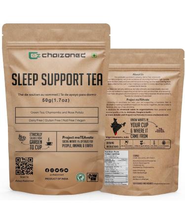 CHAIZONED Chamomile Tea for Sleep Support | Fusion of Chamomile Flowers & Dried Green Tea Leaves | Best for Sleep & Relaxation | Loose Leaf Tea from India | Brews up to 40 cups | 50g (1.7oz) Chamomile Sleep Support Tea - Buy Online on GoSupps.com