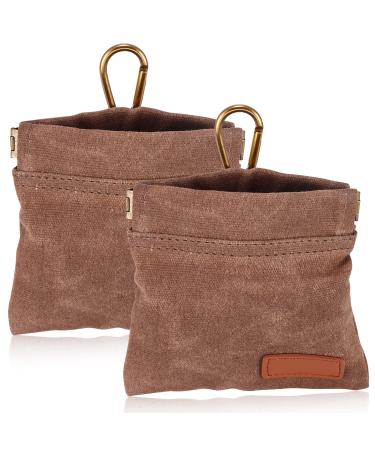 Ouzhou 2 pieces of treats for dogs dogs of treats free -handed feed bag dog training with carabiner treaty bags Small feed bag for walking dog training (brown)