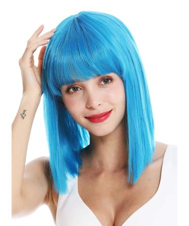WIG ME UP VK-10-T4440 Women's Short Bob Wig - Straight Cleopatra Bangs in Light Blue Neon Blue | International Shipping - Buy Online on GoSupps.com