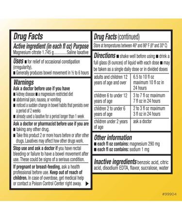 Quality Choice Magnesium Citrate Oral Solution, 10oz - Lemon Flavored Saline Laxative, Supplement for Occasional Constipation Relief, Mag Citrate is a Gentle and Effective Laxative for Regularity Lemon 10.0 Fl Oz (Pack of 1) - Buy Online on GoSupps.com