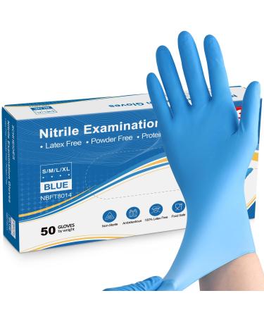 Schneider Nitrile Exam Gloves Blue Large Box of 50 Disposable Nitrile Gloves Latex Free Powder Free Food Safe Non-Sterile - for Medical Cleaning & Cooking Gloves Large 50