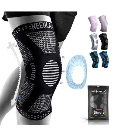 NEENCA Professional Knee Brace, Compression Knee Sleeve with Patella Gel Pad & Side Stabilizers, Knee Support Bandage for Pain Relief, Medical Knee Pad for Running, Workout, Arthritis, Joint Recovery Large Black