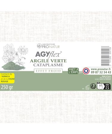 Cataplasme Cryo AGYflex ARGILE VERTE - Bien- tre des muscles et articulations - Pr t l emploi - Vigne rouge Arnica Menthol - 250 g - Fabriqu en France 100 ml (Lot de 1) - Buy Online on GoSupps.com