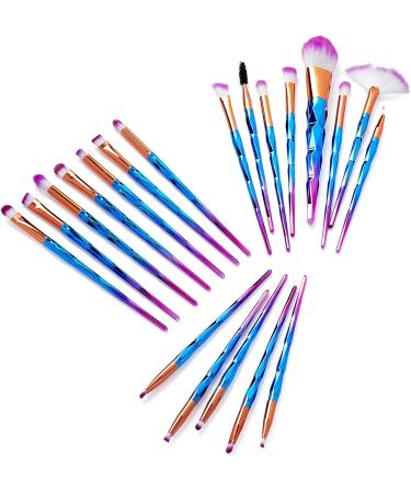 Glamza Diamond 20pc Make Up Blending Details Eyebrow Eyeshadow Eyelash Powder Lip Brushes Set (Blue) - Buy Online on GoSupps.com