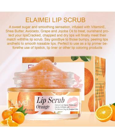 Orange Sugar Lip Scrub - Exfoliator & Moisturizer for Chapped Lips with Shea Butter & Vitamins A, C, & E - Buy Online on GoSupps.com