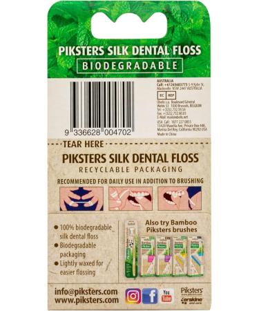 Piksters Natural Dental Floss - Biodegradable 25m - Spearmint Green Mint | Eco-Friendly Dental Care - Buy Online on GoSupps.com
