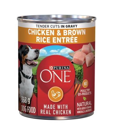 Purina ONE Tender Cuts Wet Dog Food in Gravy Chicken & Brown Rice Entree 2 Flavours - 368 g Can (12 Pack) Wet Dog Food Chicken & Brown Rice in Gravy 4.42 kg (Pack of 1)