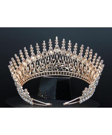 Rose Gold Tall Wedding Tiara with 5A Cubic Zirconia - Bridal Headband for Bride Party - Crystal Princess Crown for Women - Buy Online on GoSupps.com