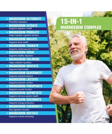 Magnesium Complex for Women Men 1350mg 15 in 1 Pure Magnesium Supplement with Magnesium Glycinate Citrate Malate Taurate Oxide Magnesio for Muscle Heart Relaxation & Nerve Support Vegan 60 Days 120 Count (Pack of 1) - Buy Online on GoSupps.com