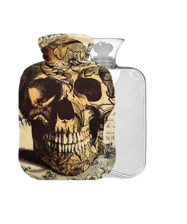 Tatoo Hot Water Bottle with Cover 1L Small Hot Water Bag for Pain Relief Headaches Neck and Shoulders BPA Free