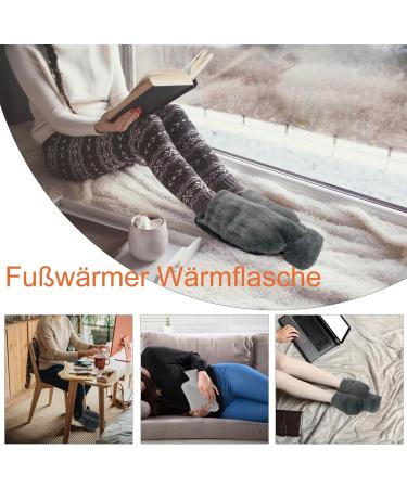 Electricity-Free Foot Warmer | 2L Heated Foot Bottle | Super Soft Winter Heating Mat for Cold Feet - Gray 38x32cm - Buy Online on GoSupps.com