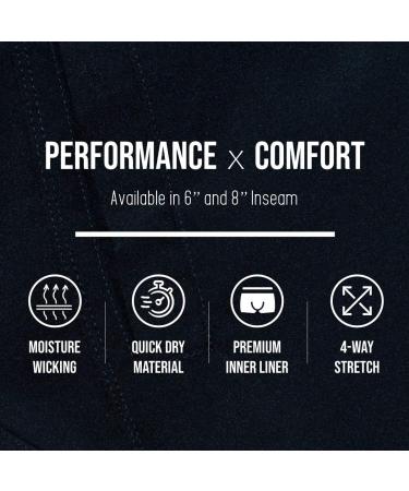 Meripex Men's Freeballer 6 Athletic Gym Shorts - Ideal for Running, Weightlifting & Yoga | Large, Jet Black - Buy Online on GoSupps.com