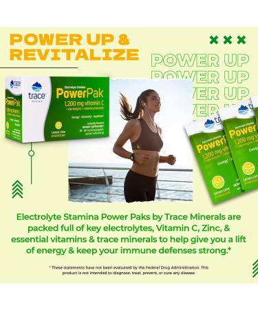Trace Minerals Power Pak Electrolyte Powder with Vitamin C & Zinc - Lemon Lime Flavor, 30 Packets - Buy Online on GoSupps.com