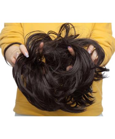 Large Updo Messy Bun Hair Extension Wavy With Elastic Rubber Band 80G Synthetic Thick Chignon Donut Ponytail Hairpiece For Women Dark Brown 6-7 Inch (Pack of 1) Dark Brown - Buy Online on GoSupps.com