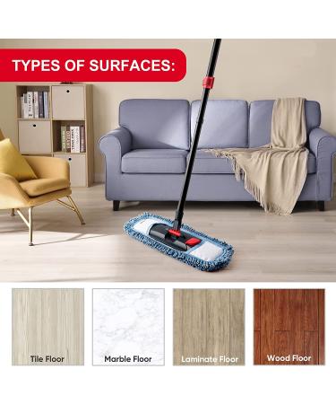 CLEANHOME Microfiber Dust Mop for Dry and Wet Cleaning - Professional Flat Mop for Tile, Hardwood, and Marble Floors with Extra Chenille Refill Pad - Buy Online on GoSupps.com