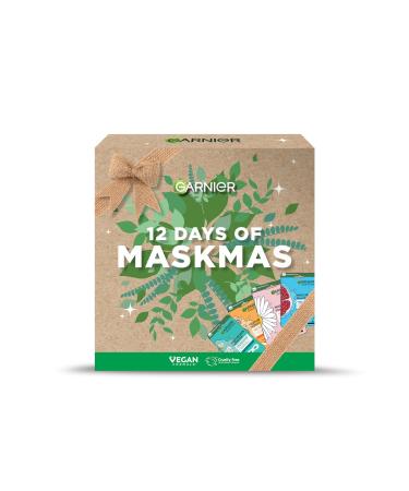 Garnier Face & Eye Mask Gift Set 12 Vegan Sheet Masks with Vitamin C Hyaluronic Acid Lavender Pomegranate & Green Tea Approved by Cruelty Free International Vegan